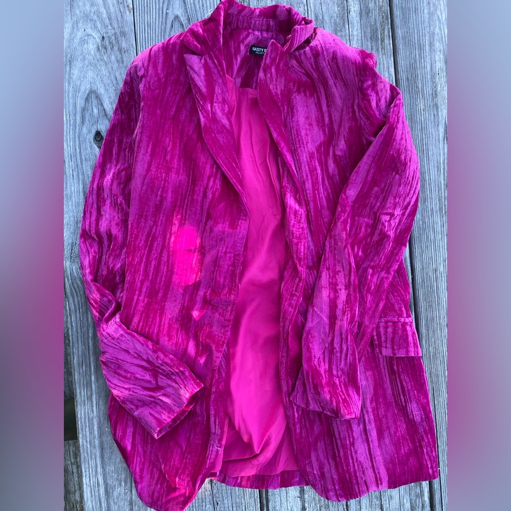 Nasty Gal pink velvet blazer